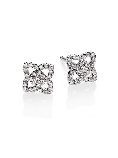 De Beers - Enchanted Lotus Diamond & 18K White Gold Mini Stud Earrings