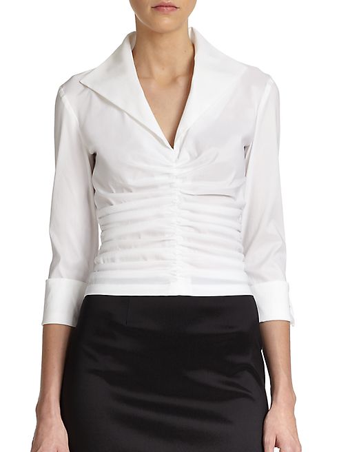 Tadashi Shoji - Winged-Collar Taffeta Blouse