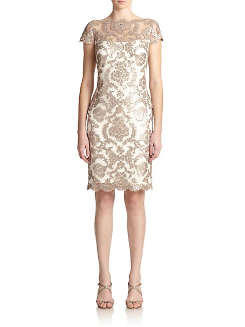 Tadashi Shoji - Sequined Lace Sheath Dress