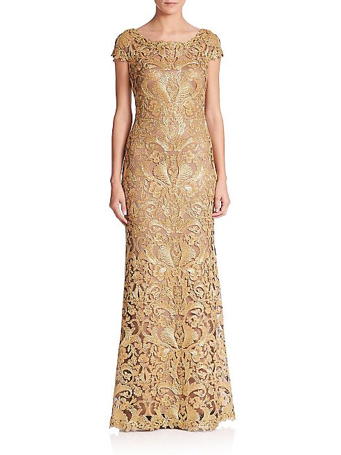 Tadashi Shoji - Cord-Embroidered Lace Gown