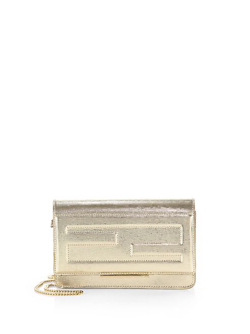 Fendi - Metallic Saffiano Chain Wallet