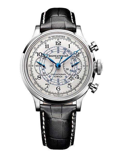 Baume & Mercier - Capeland 10006 Flyback Stainless Steel & Alligator Strap Chronograph Watch