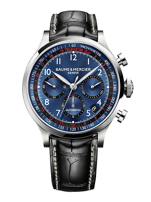 Baume & Mercier - Capeland 10065 Stainless Steel & Alligator Strap Chronograph Watch