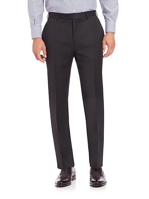 Canali - Flat-Front Wool Trousers