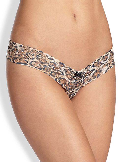 Hanky Panky - Leopard-Print Signature Lace Crotchless Thong