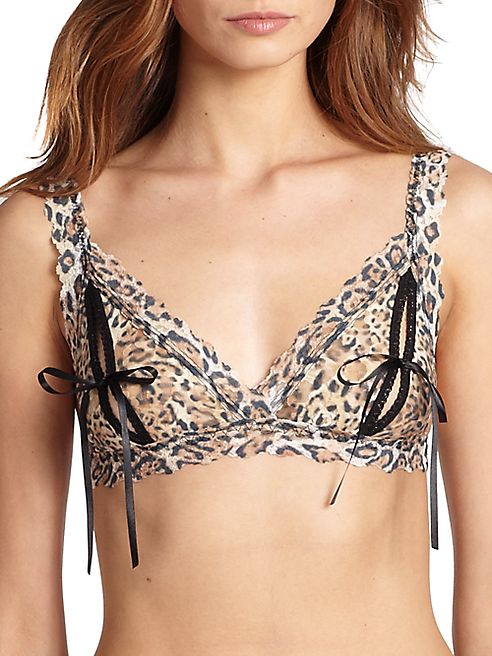 Hanky Panky - After Midnight Leopard-Print Lace Peek-a-Boo Bralette