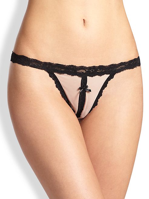 Hanky Panky - Nude Illusion Lace-Trimmed Mesh G-String Thong