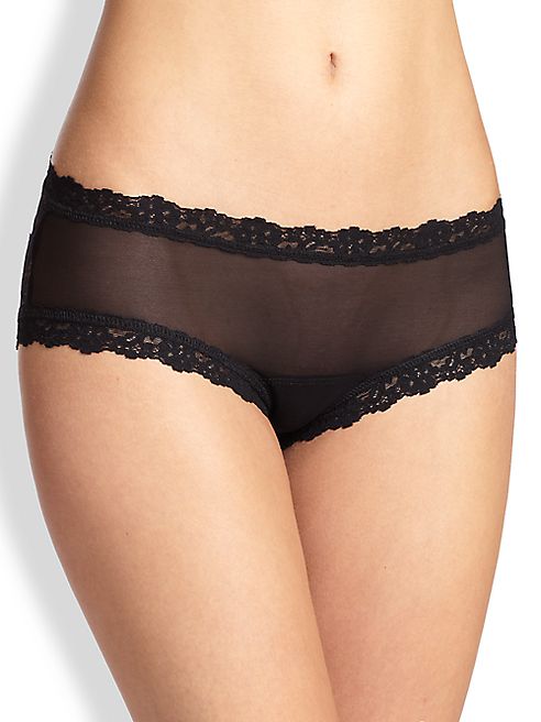 Hanky Panky - Peep Show Lace-Trimmed Mesh Cheeky Hipster