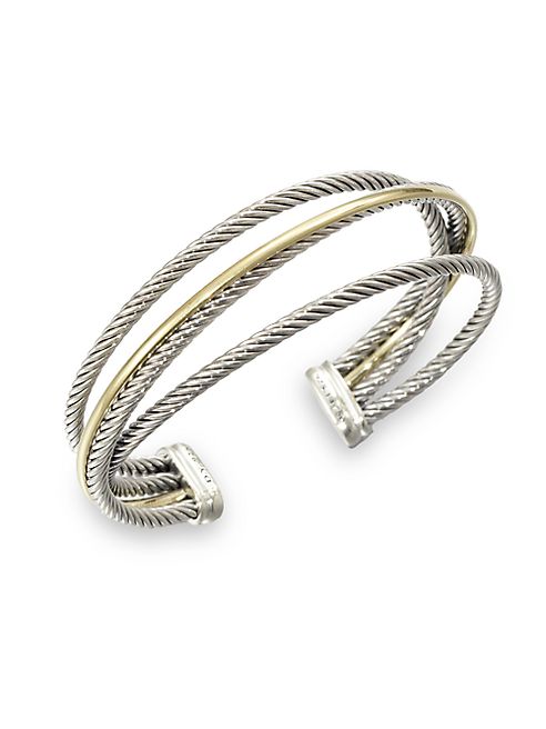 David Yurman - Sterling Silver & 18K Gold Cuff Bracelet