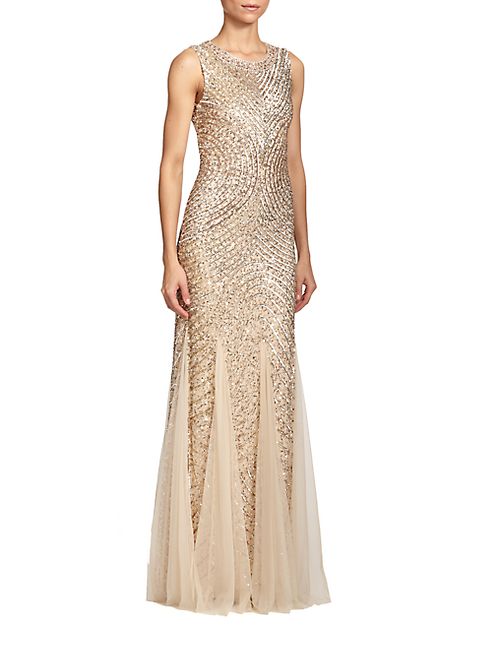 Aidan Mattox - Sequined Godet Gown