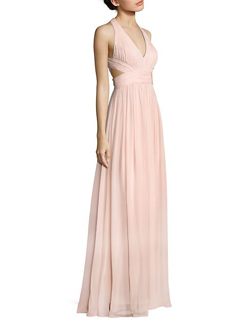 Aidan Mattox - Cutout Chiffon Halter Gown