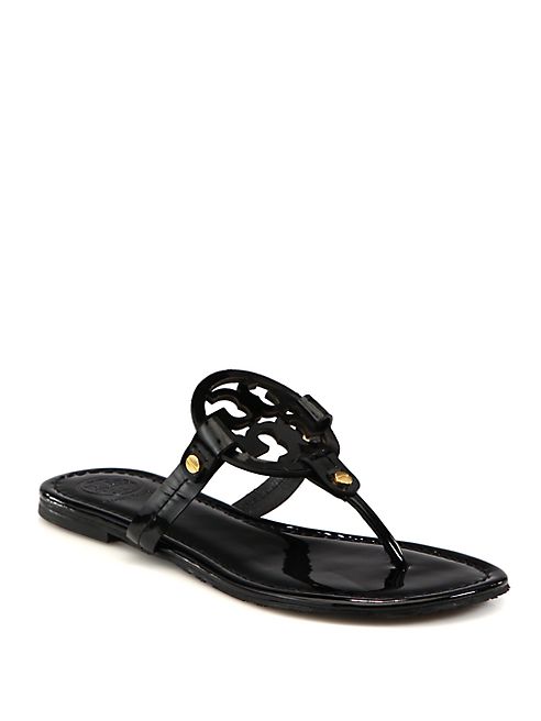 Tory Burch - Miller Patent Leather Logo Thong Sandals