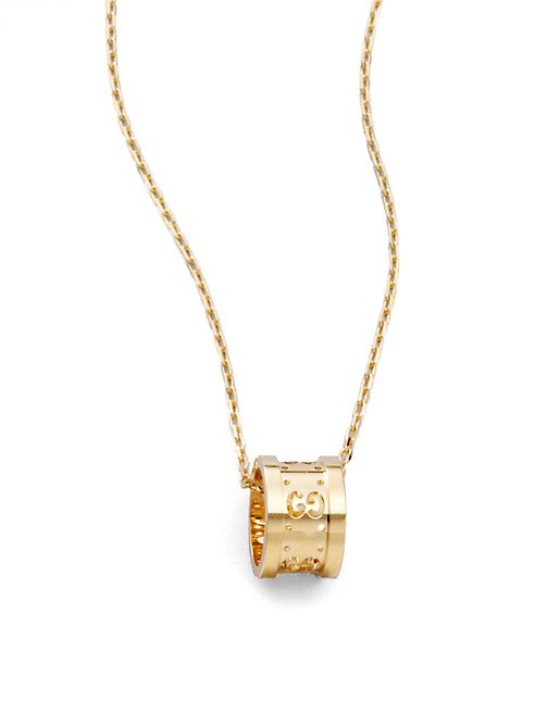 Gucci - 18k Yellow Gold Small GG Barrel Necklace