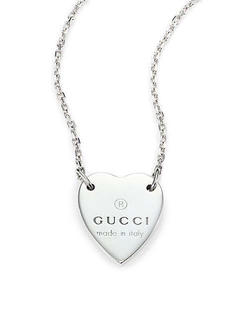 Gucci - Sterling Silver Signature Heart Pendant Necklace