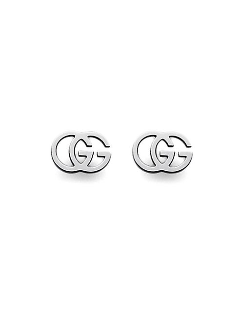 Gucci - 18K White Gold Double G Earrings