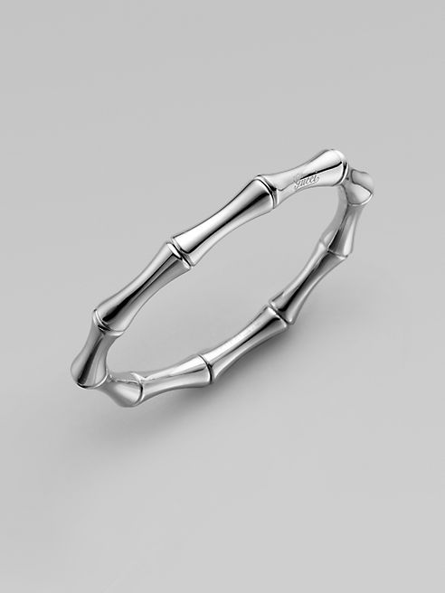 Gucci - 18K White Gold Bamboo Bangle Bracelet