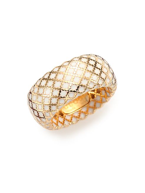 Gucci - Diamantissima Enamel & 18K Yellow Gold Band Ring