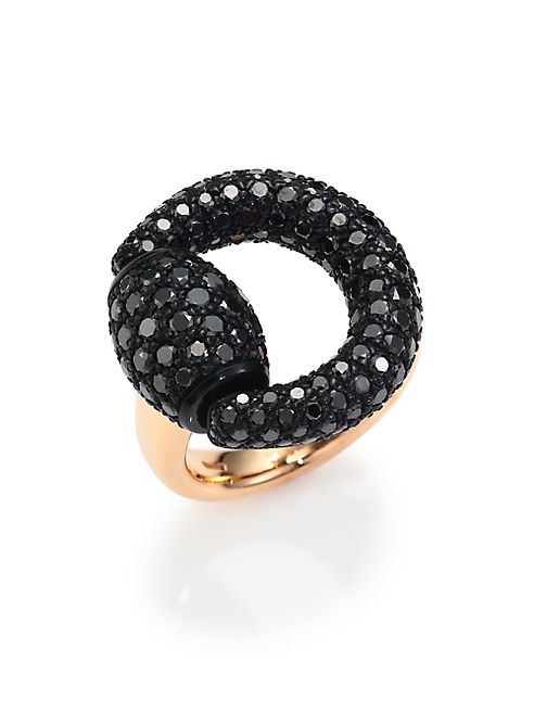 Gucci - Black Diamond & 18K Pink Gold Horsebit Ring