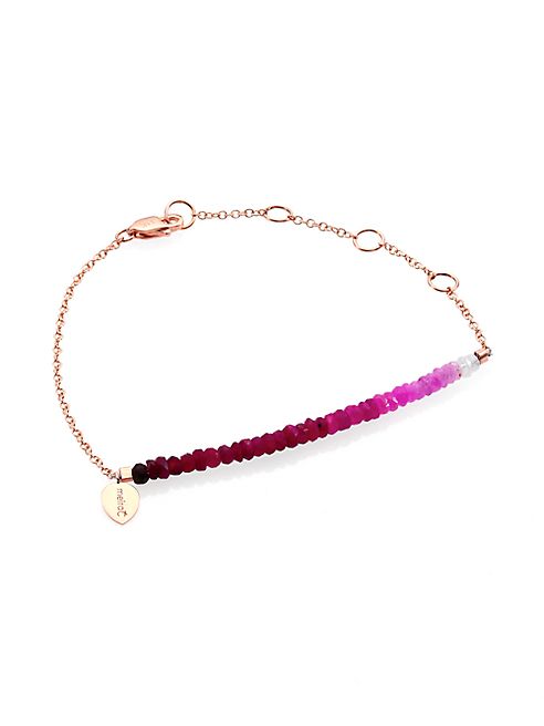 Meira T - Ruby & 14K Rose Gold Gradient Beaded Bracelet