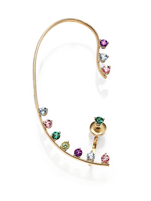 Delfina Delettrez - Multicolor Dots Topaz & Peridot Single Ear Cuff