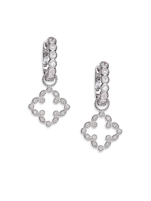 Jude Frances - Classic Diamond & 18K White Gold Open Clover Marquis Earring Charms