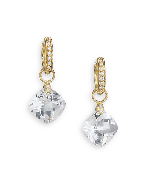 Jude Frances - Classic White Topaz, Diamond & 18K Yellow Gold Cushion Earring Charms