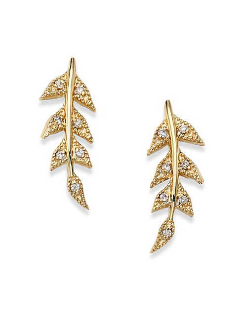 Mizuki - Sea of Beauty Diamond & 14K Yellow Gold Branchlet Earrings