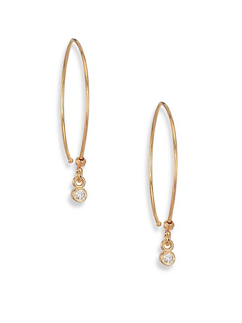 Mizuki - Sea of Beauty Diamond & 14K Yellow Gold Bezel Drop Earrings