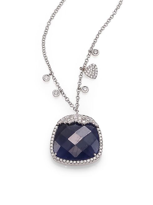 Meira T - Sapphire, Diamond & 14K White Gold Pendant Necklace