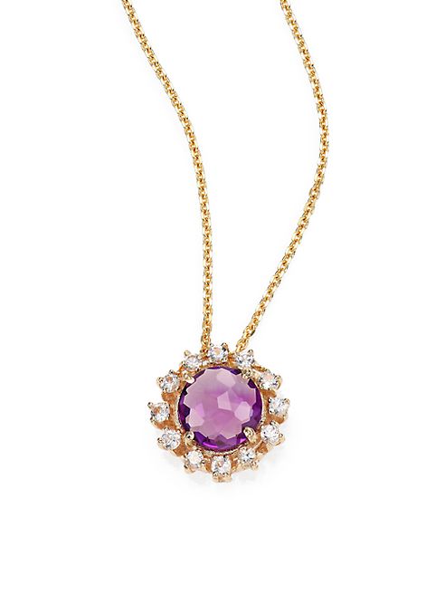 KALAN by Suzanne Kalan - Amethyst, White Sapphire & 14K Yellow Gold Starburst Pendant Necklace