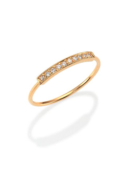 Zoe Chicco - Pavé Diamond & 14K Yellow Gold Horizontal Bar Ring