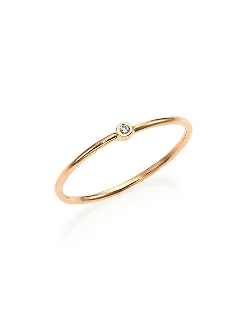 Zoe Chicco - Diamond & 14K Yellow Gold Solitaire Stacking Ring