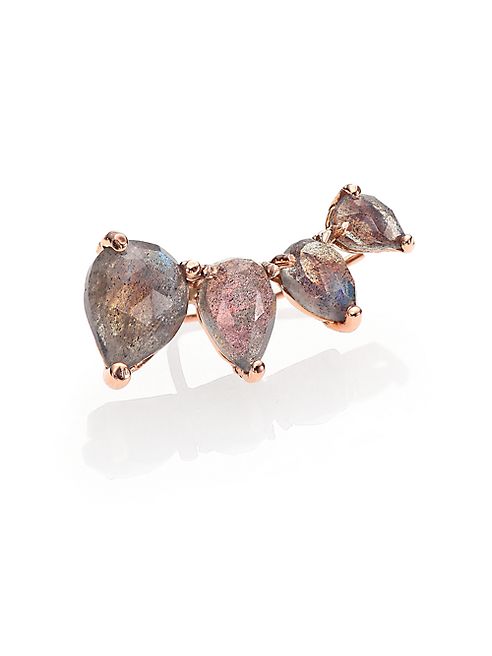 Jacquie Aiche - Labradorite & 14K Rose Gold Graduated Single Ear Cuff