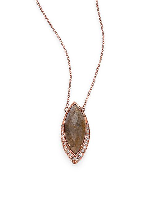 Jacquie Aiche - Labradorite, Diamond & 14K Rose Gold Marquis Necklace