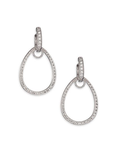 Jude Frances - Classic Diamond & 18K White Gold Teardrop Earring Charm Frames