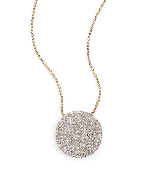 Phillips House - Pavé Diamond & 14K Yellow Gold Infinity Disc Pendant Necklace