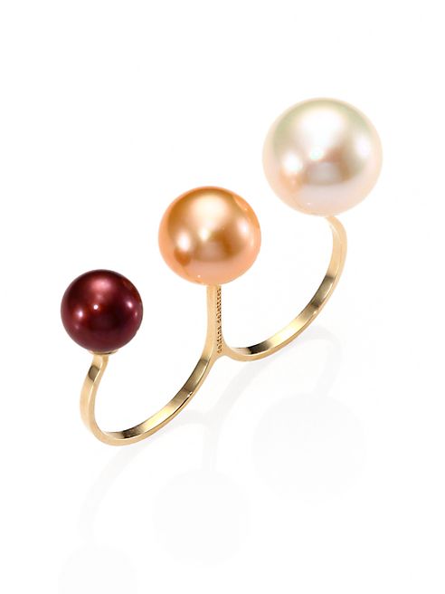 Delfina Delettrez - Never Too Light 9MM-11.5MM Tricolor Round Pearl Double Ring