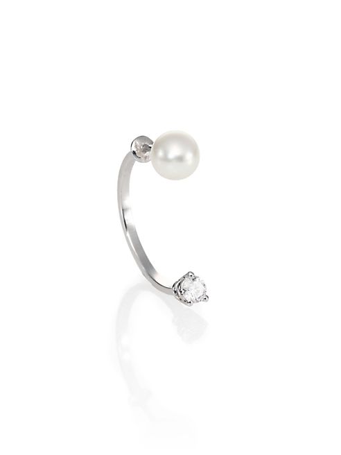 Delfina Delettrez - Never Too Light Diamond & Single Pearl Drop Earring