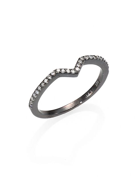 PHYNE by Paige Novick - Elisabeth Pavé Diamond & Blackened 14K White Gold Stackable Ring