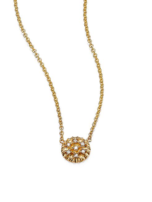 Zoe Chicco - Pavé Diamond & 14K Yellow Gold Tiny Disc Necklace