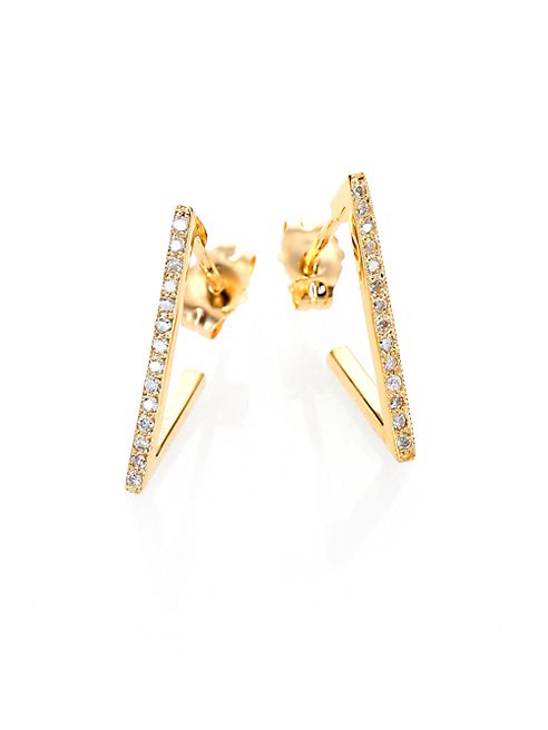 Zoe Chicco - Diamond & 14K Yellow Gold Triangle Hoop Earrings