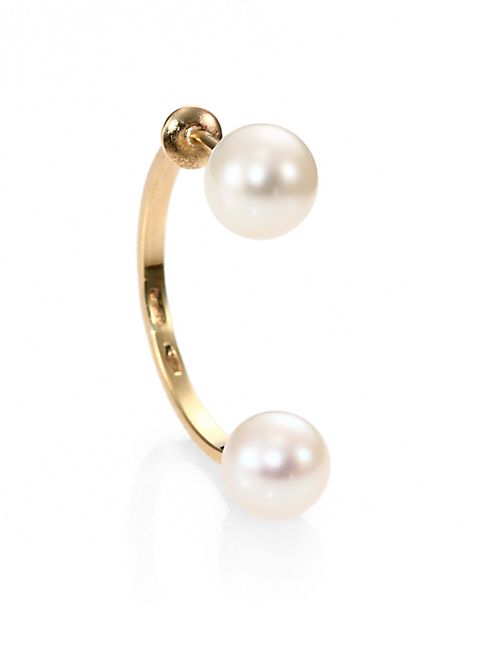 Delfina Delettrez - Dual Pearl Hook Back Single Earring