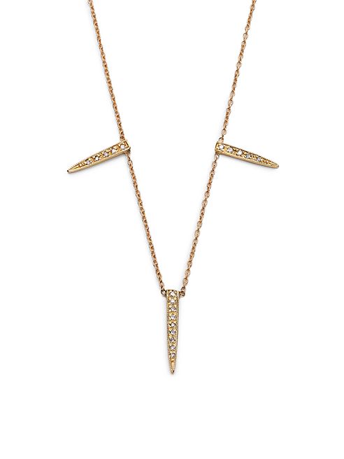 Jacquie Aiche - Diamond & 14K Yellow Gold Three Ice Pick Necklace