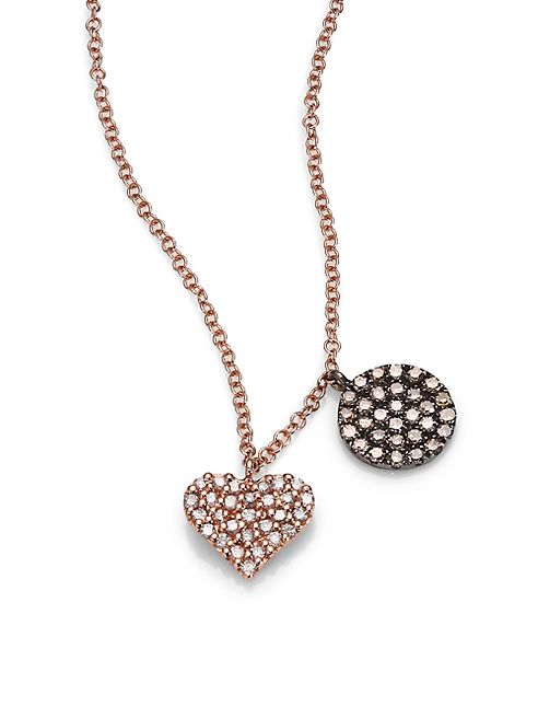 Meira T - Diamond & 14K Rose Gold Heart Pendant Necklace