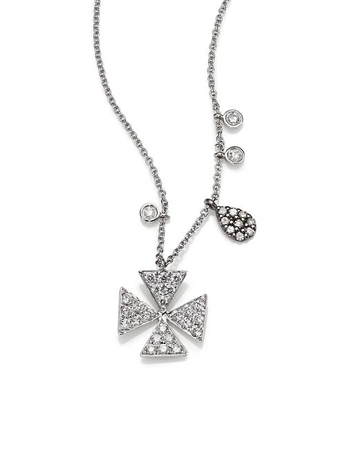 Meira T - Diamond & 14K White Gold Cross Necklace