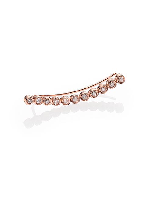 Jacquie Aiche - Diamond & 14K Rose Gold Bezel Single Ear Cuff