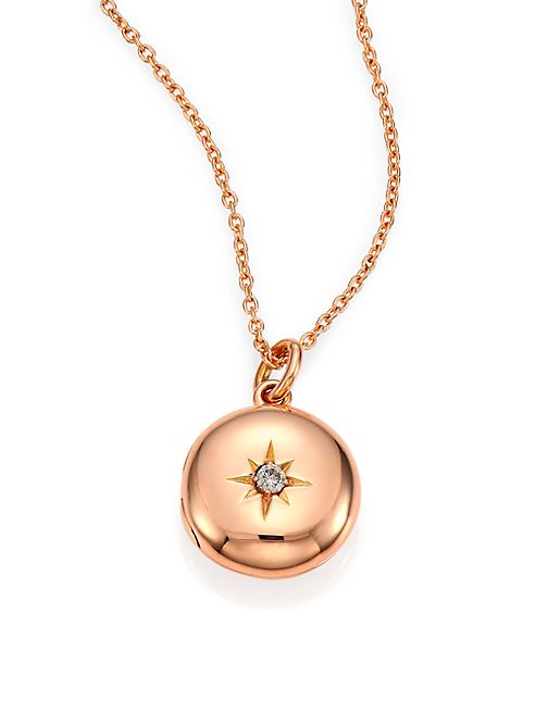 Astley Clarke - Diamond & 14K Rose Gold Small Astley Locket Necklace