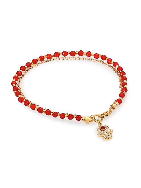 Astley Clarke - Biography Red Agate & White Sapphire Hamsa Beaded Friendship Bracelet