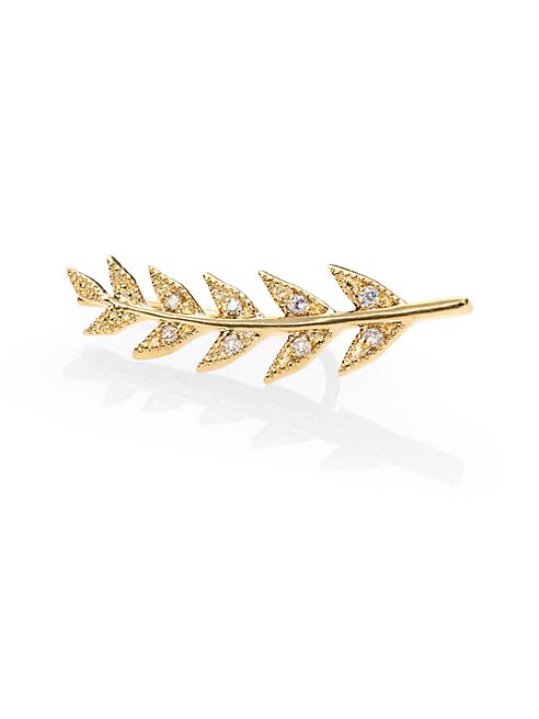 Mizuki - Sea of Beauty Diamond & 14K Yellow Gold Branch Single Earring