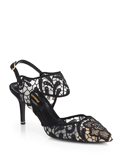 Nicholas Kirkwood - Lace Cutout Slingback Pumps